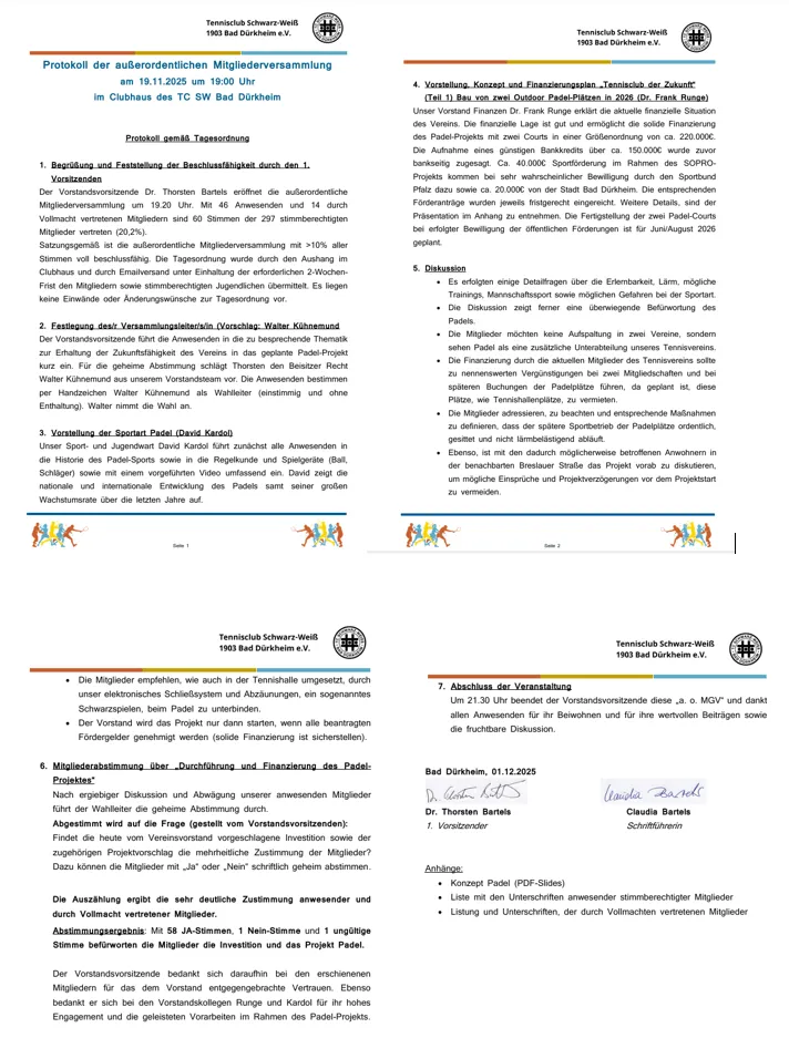 Protokoll a. o. MGV vom 19.10.2025 